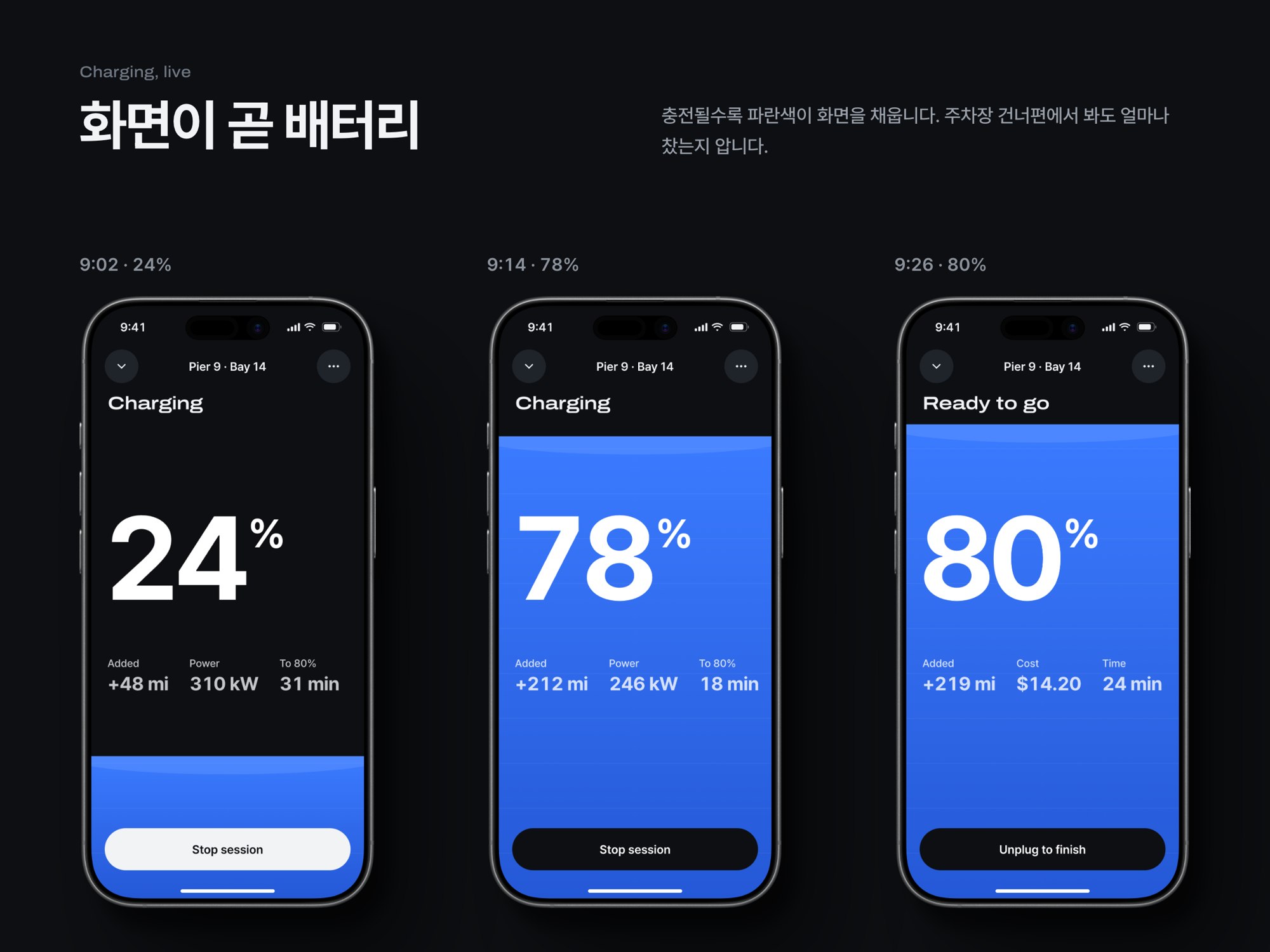 Amp · 전기차 충전 앱 — 웹·앱 · 개발 프로젝트 · 킬슨 스튜디오