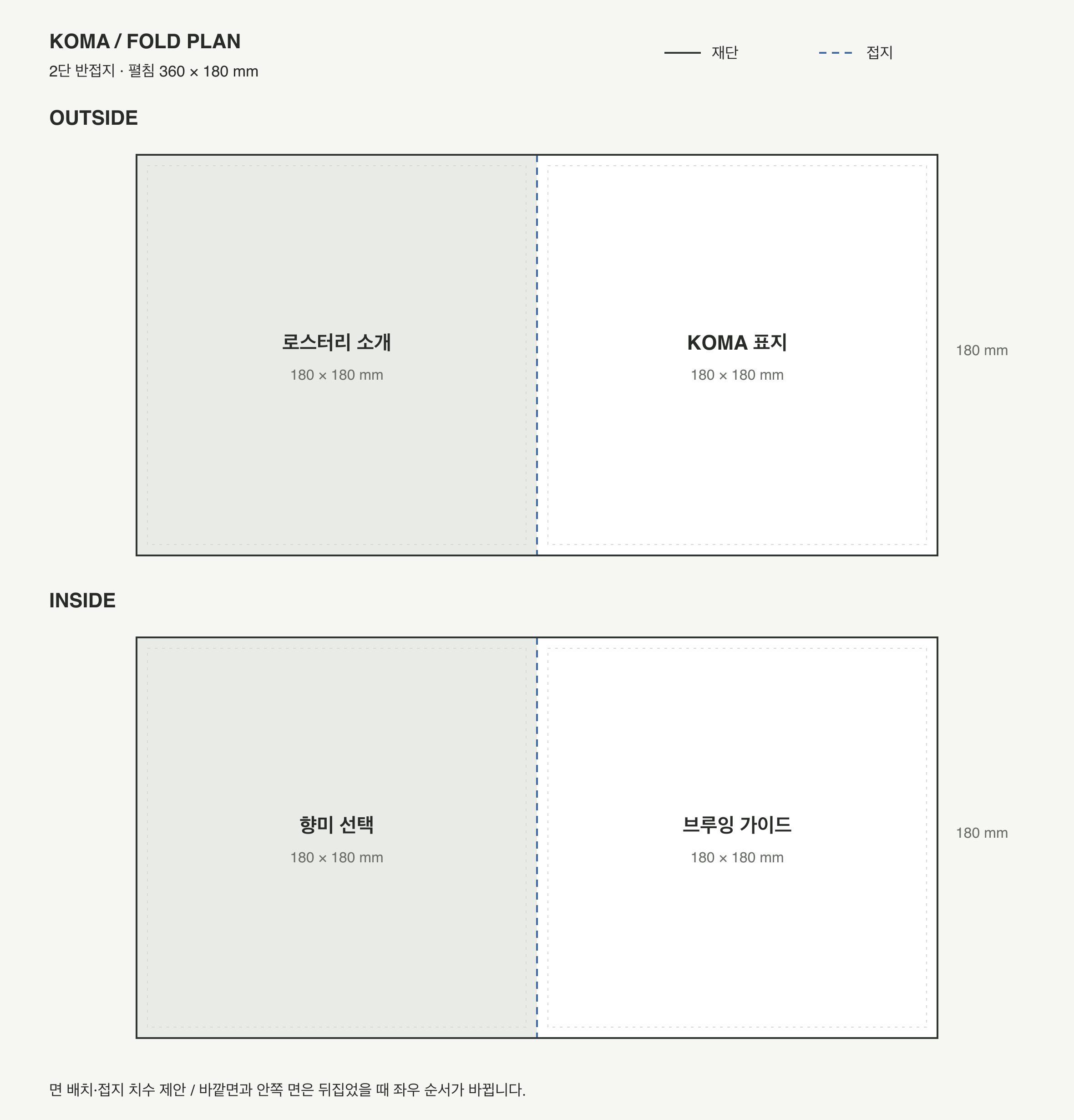 KOMA — 식음료 · 커피 리플렛 — 인쇄 디자인 프로젝트 · 킬슨 스튜디오